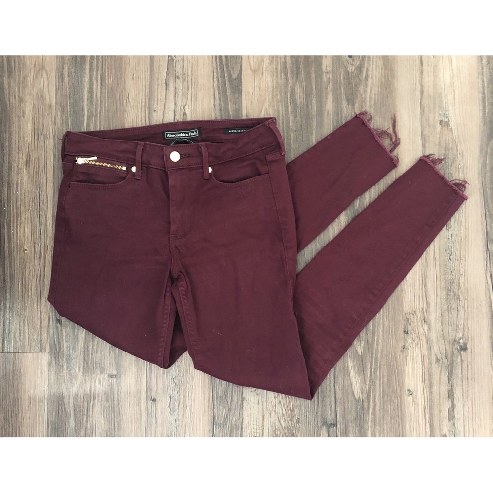 MOVING SALE!  Skinny Raw Hem Ankle Jean Burgundy